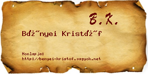 Bényei Kristóf névjegykártya
